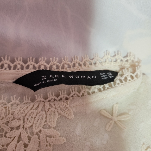ZARA laced, off-white, long-sleeved top/blouse - Picture 5 of 5
